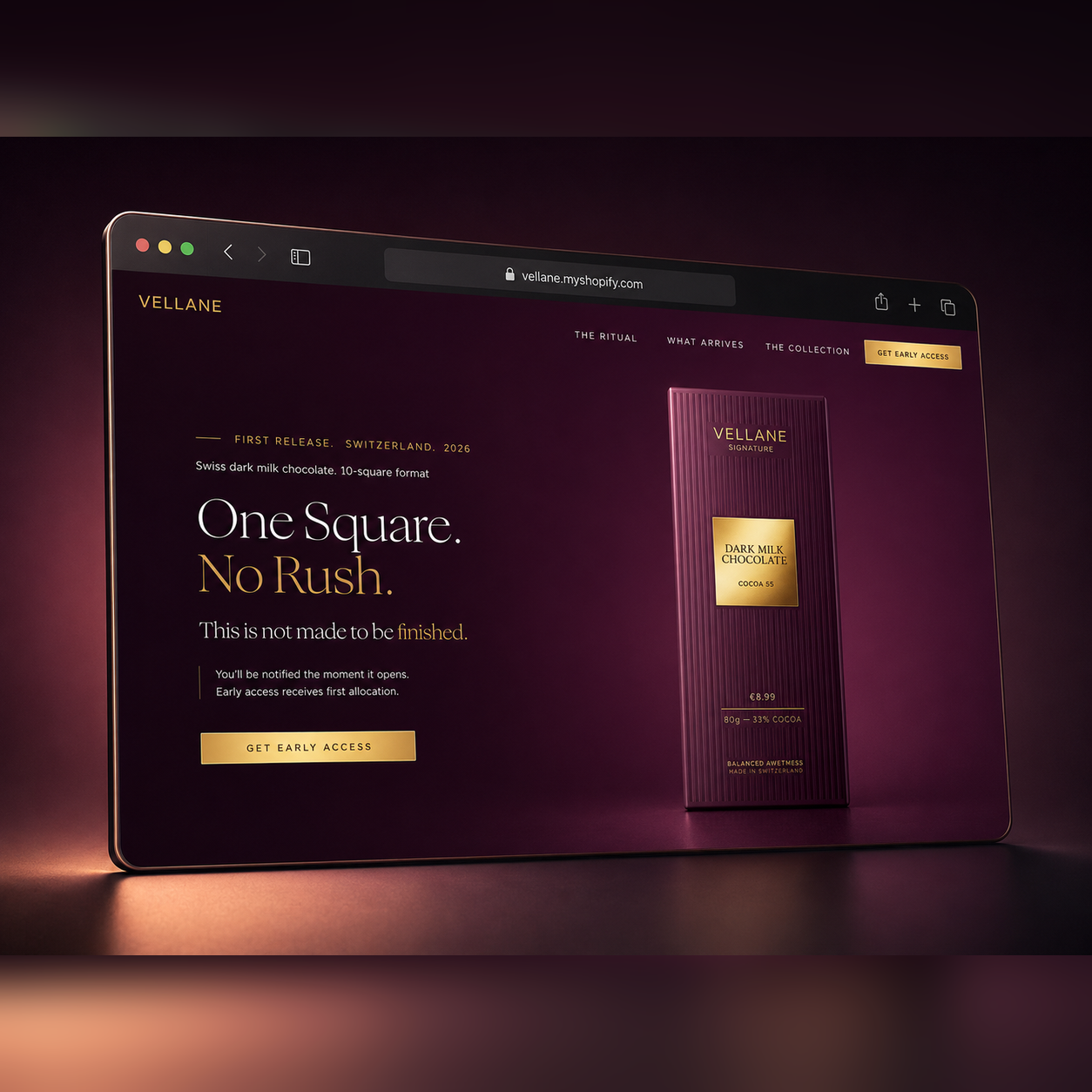Vellane luxury Swiss chocolate Shopify ecommerce website